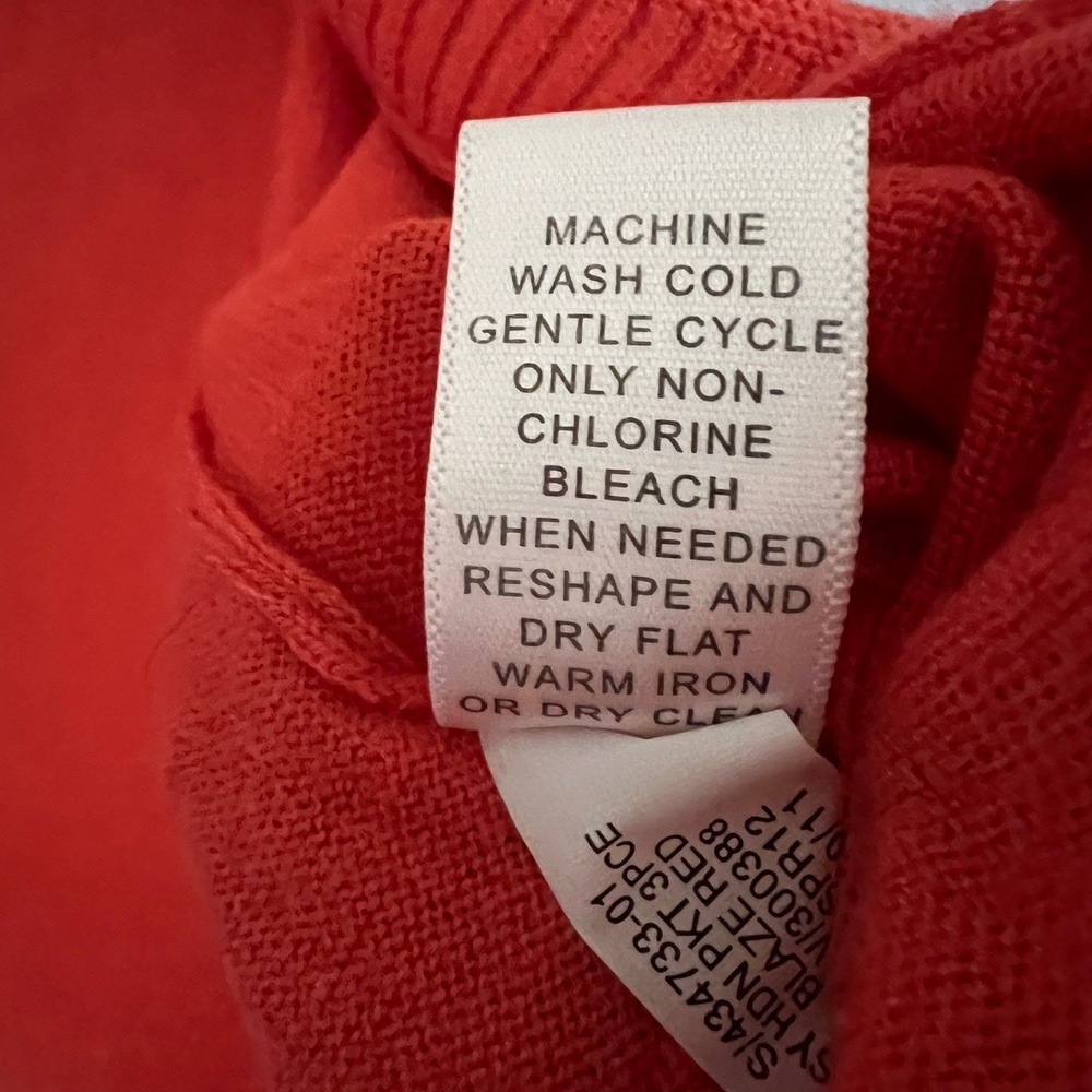 Banana Republic Wool Blend‎ Cardigan Sweater Open Front Pockets Knit Coral XS - Picture 7 of 9